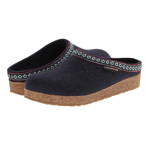 Haflinger Mens GZ Grizzly Clogs EU 45 US 12 Blue Wool Felt Leather Trim EUC main image 10